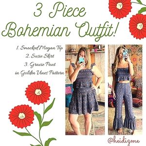 Best DEAL 😺 NATURAL LIFE 3 PIECE BOHEMIAN OUTFIT💯